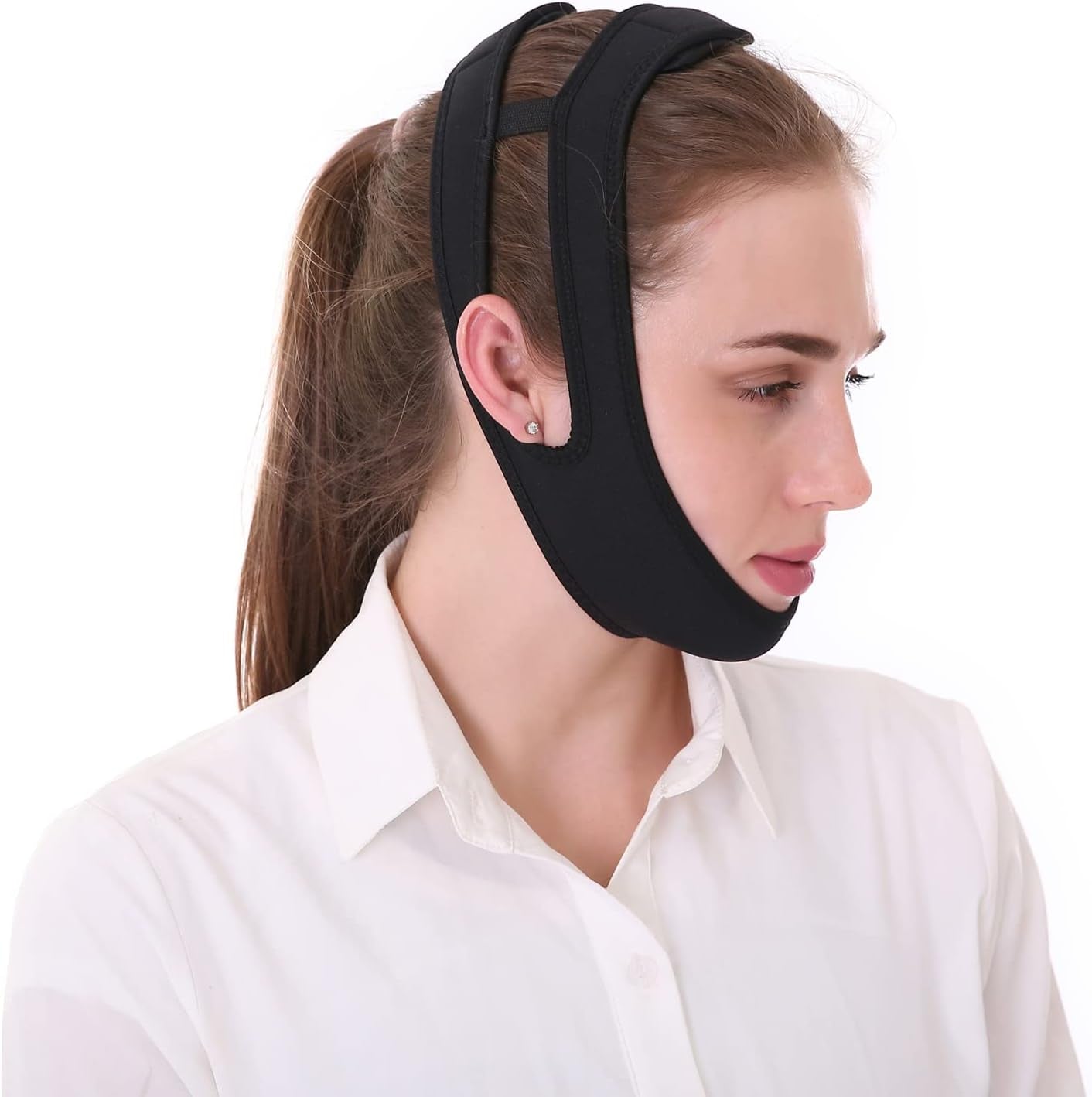 2Pcs anti Snore Stopper Snoring Chin Strap Belt anti Apnea Snoring Solution anti Snoring Chin Strap for Mouth Breather Adjustable Advanced Sleep Aids for Better Sleep,Black