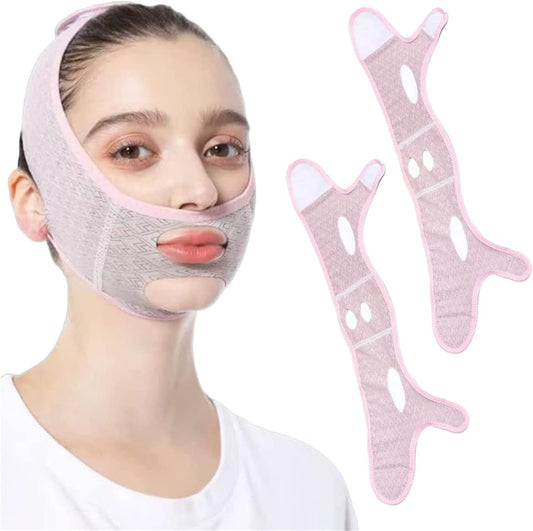 2 Pcs Beauty Face Sculpting Sleep Mask, Reusable V Line Lifting Mask Facial Slimming, Chin up Mask Face Lifting Belt for Women, Face Tightening Chin Mask for Tightening Skin