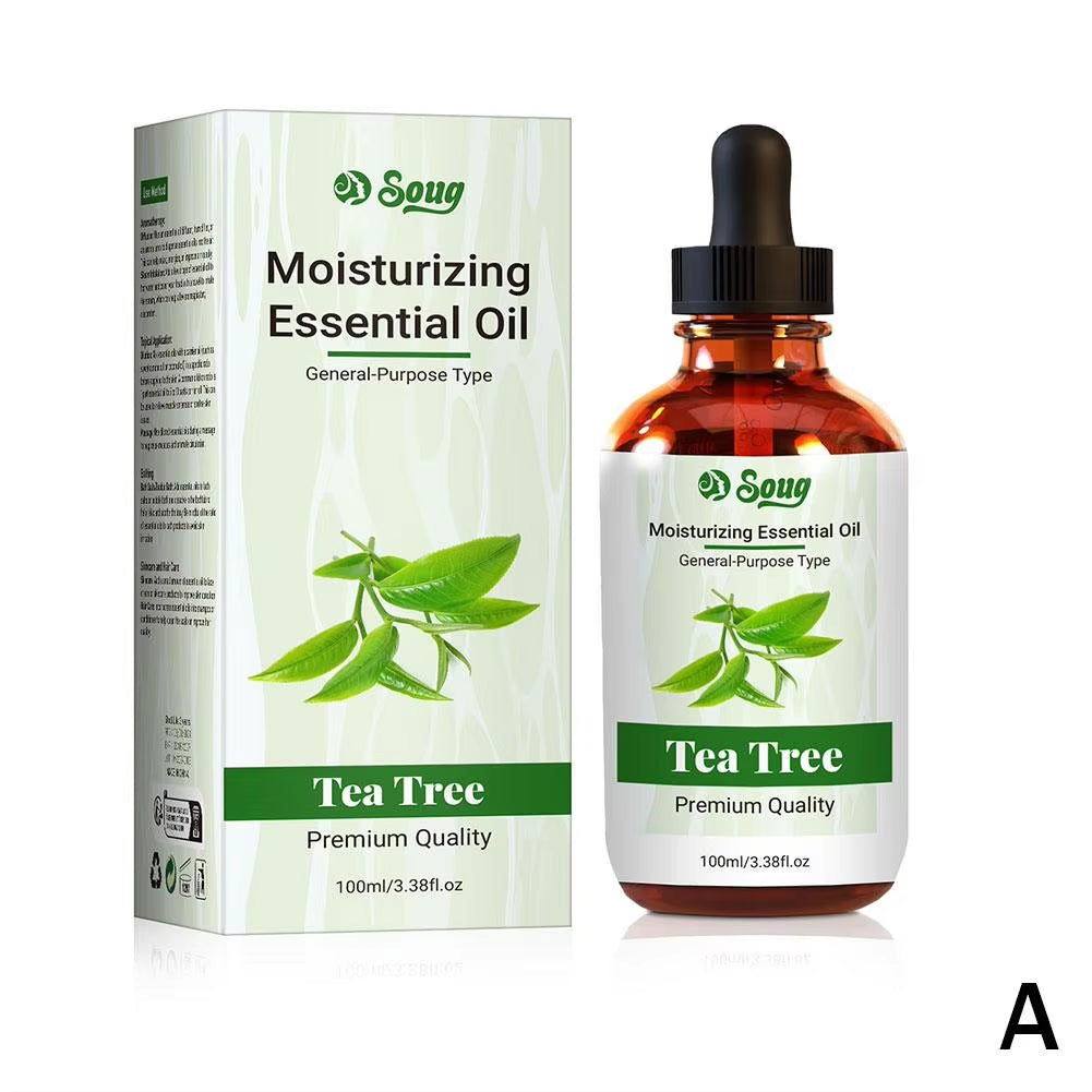 100ML Lavender Mint Vanilla Tea Tree Essential Oil Natural Oil for Diffuser, Face Skin Care, Hair Care, Scalp and Body Massage