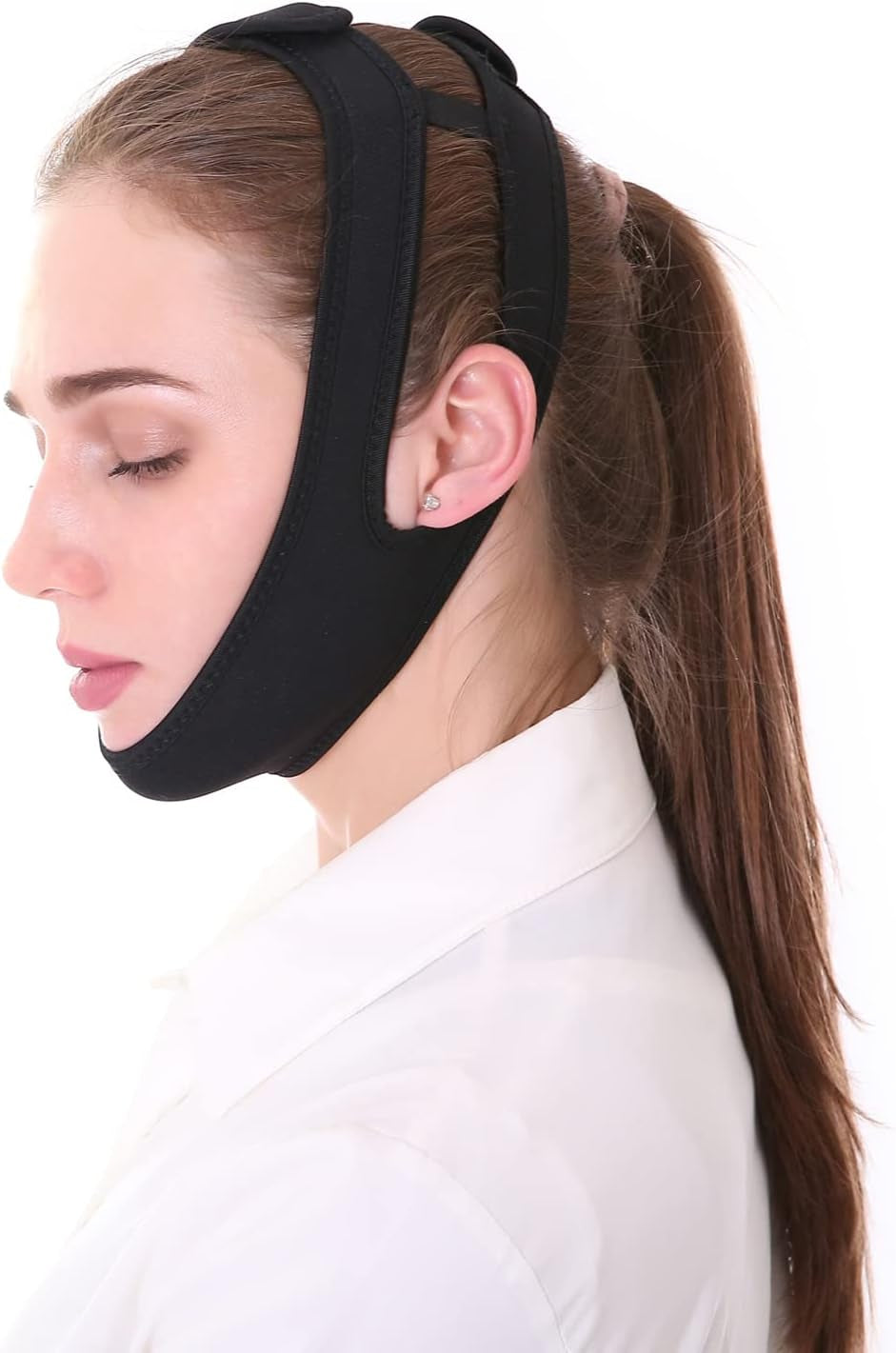 2Pcs anti Snore Stopper Snoring Chin Strap Belt anti Apnea Snoring Solution anti Snoring Chin Strap for Mouth Breather Adjustable Advanced Sleep Aids for Better Sleep,Black